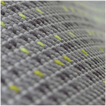 Close-up image of the fibre composition of wall-to-wall carpet