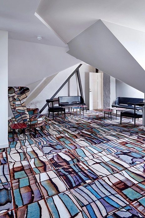 Creative carpet tiles by Tom Dixon at Brønnums Hus in Copenhagen, Denmark 